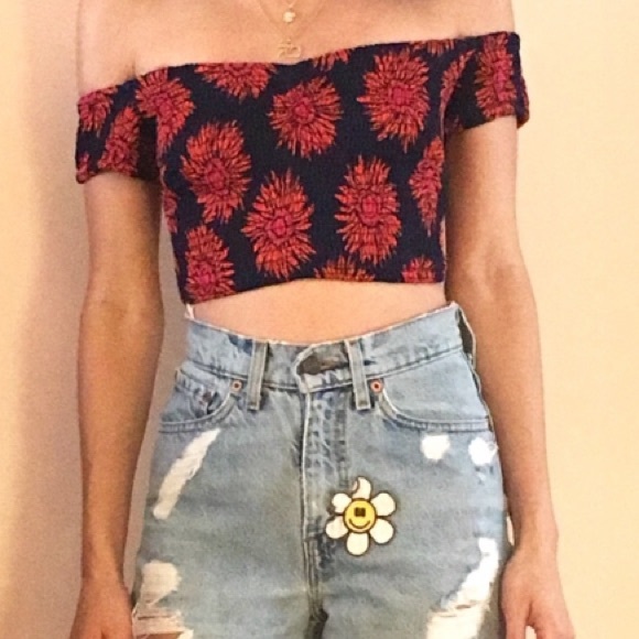 Band of Gypsies Boho Sunflower Crop Top Festival - Picture 5 of 6